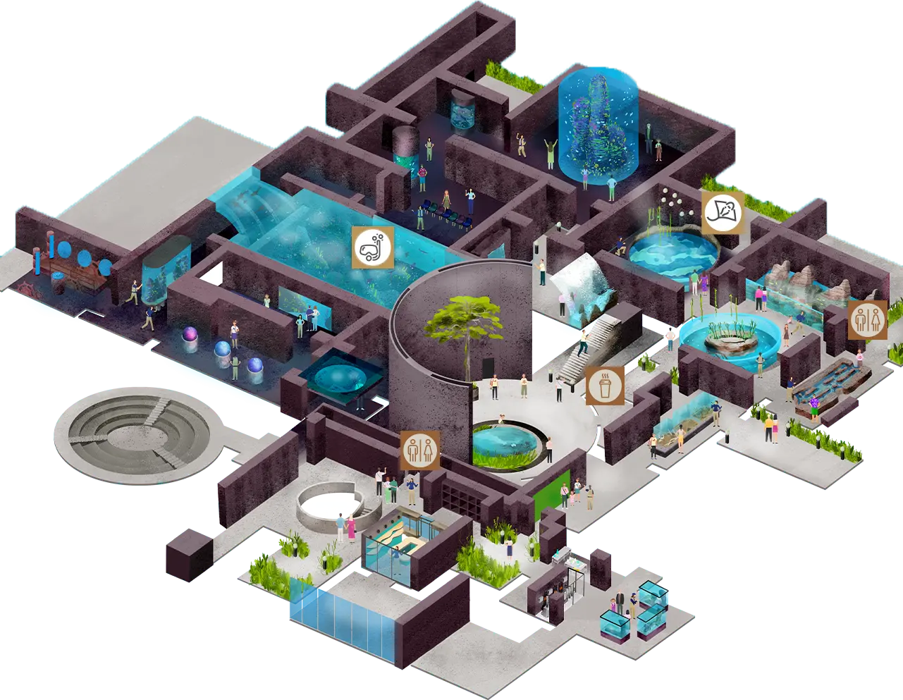 Plano interior del Gran Acuario Mazatlán